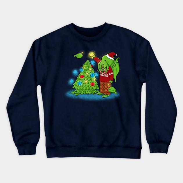 Christmas Cthulhu Crewneck Sweatshirt by pigboom